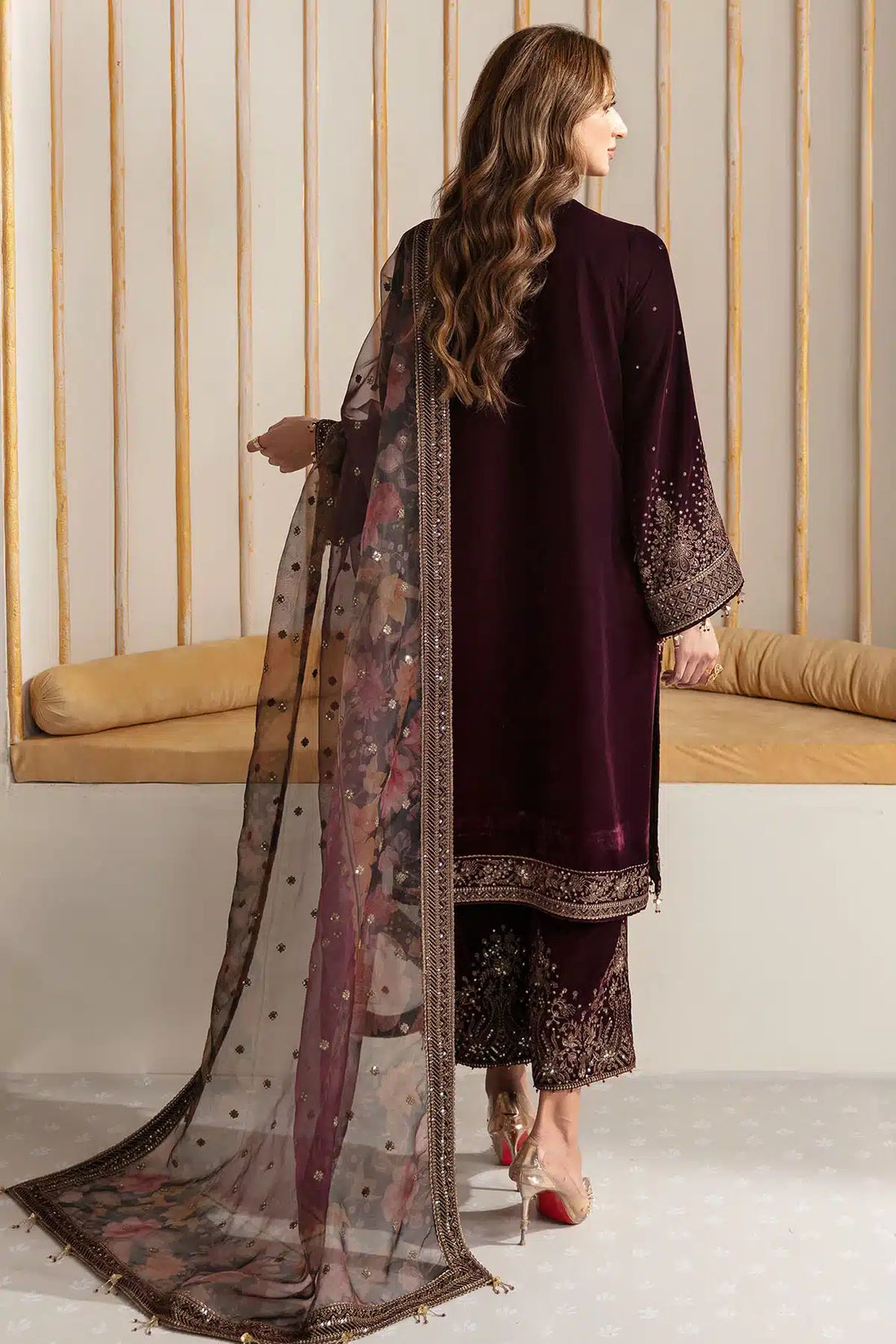 Jazmin | Velvet 23 | VF-2012 by Designer Jazmin - House of Maryam - Pakistani Designer Ethnic Wear in {{ shop.shopifyCountryName }}