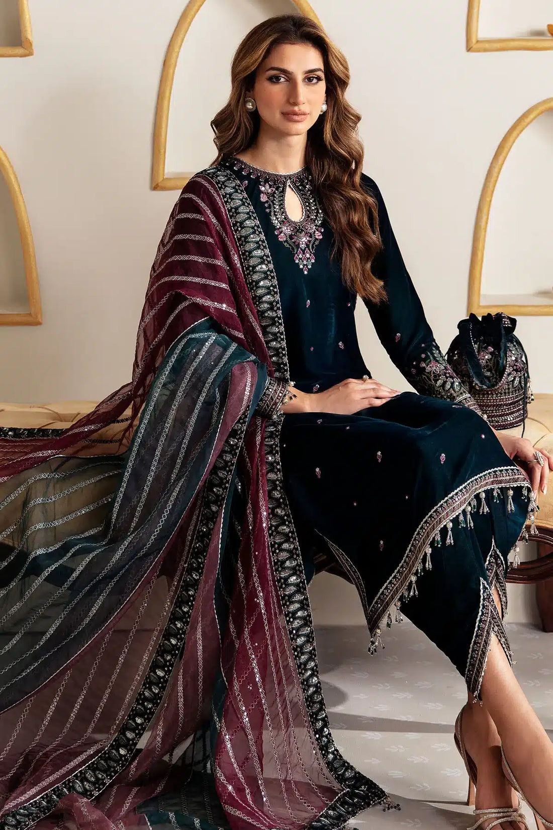 Jazmin | Velvet 23 | VF-2008 by Designer Jazmin - House of Maryam - Pakistani Designer Ethnic Wear in {{ shop.shopifyCountryName }}