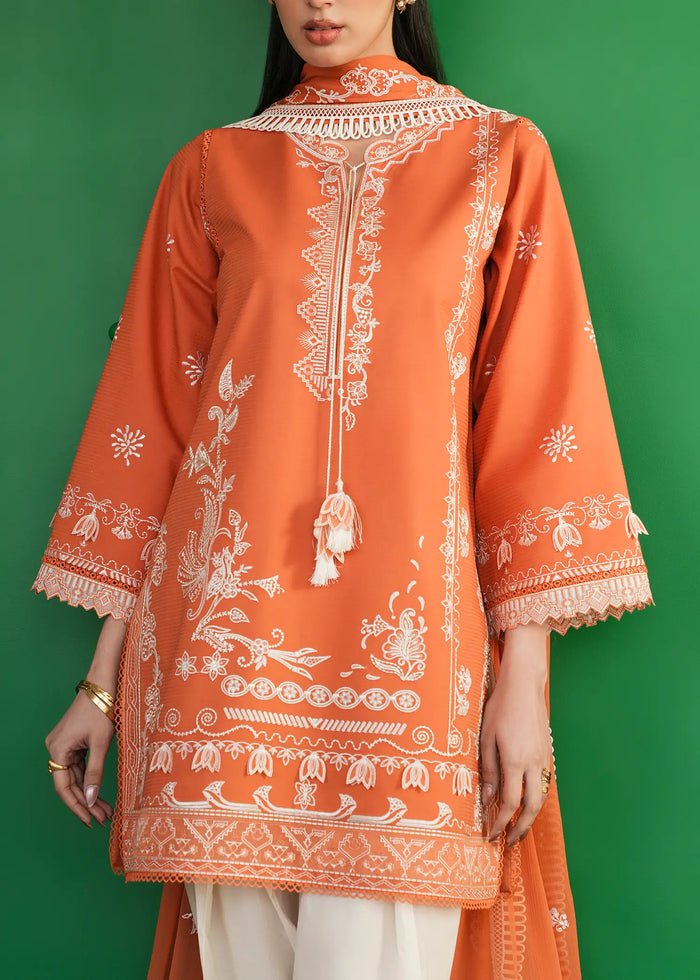 Jeem | Lawn 26 | BURNT SAFFRON-Brand:Jeem-Type:Ladies Clothes-Pinkish Orange-Lawn-House of Maryam- Buy in UK, USA