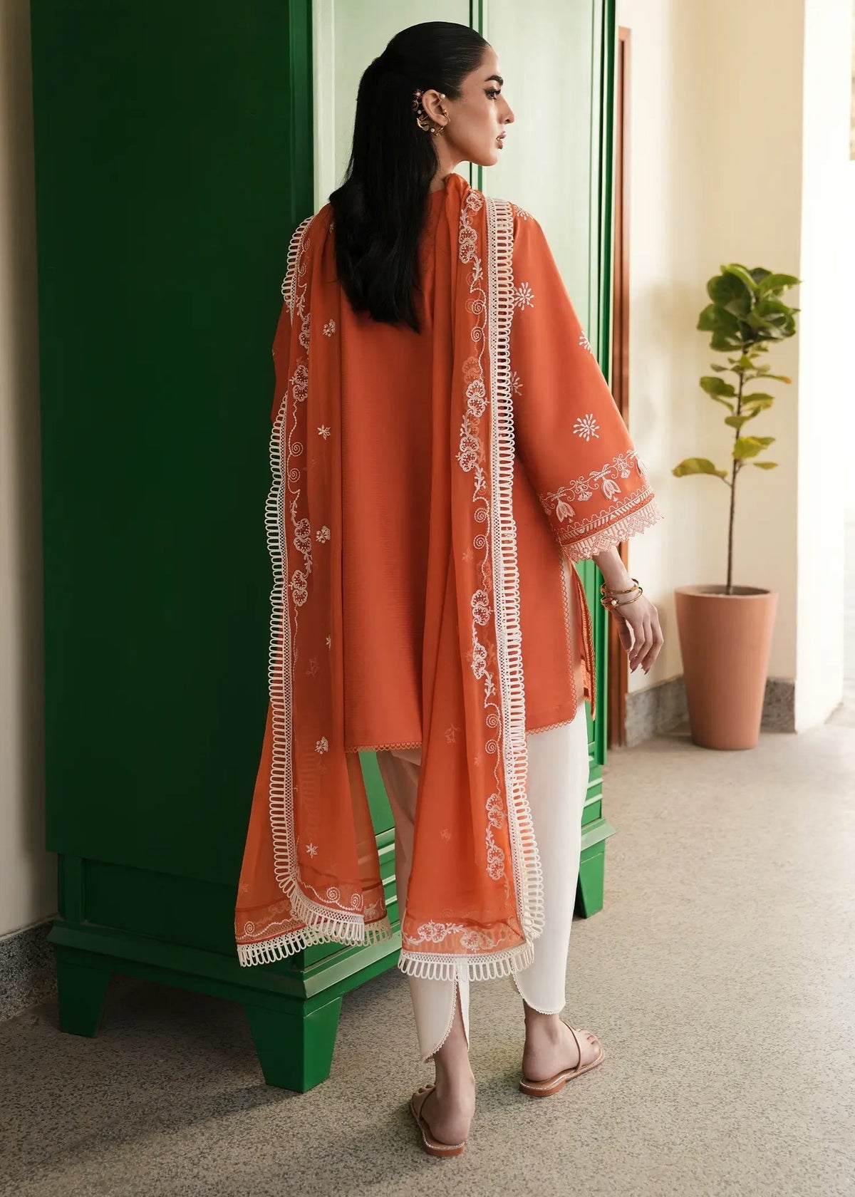 Jeem | Lawn 26 | BURNT SAFFRON-Brand:Jeem-Type:Ladies Clothes-Pinkish Orange-Lawn-House of Maryam- Buy in UK, USA