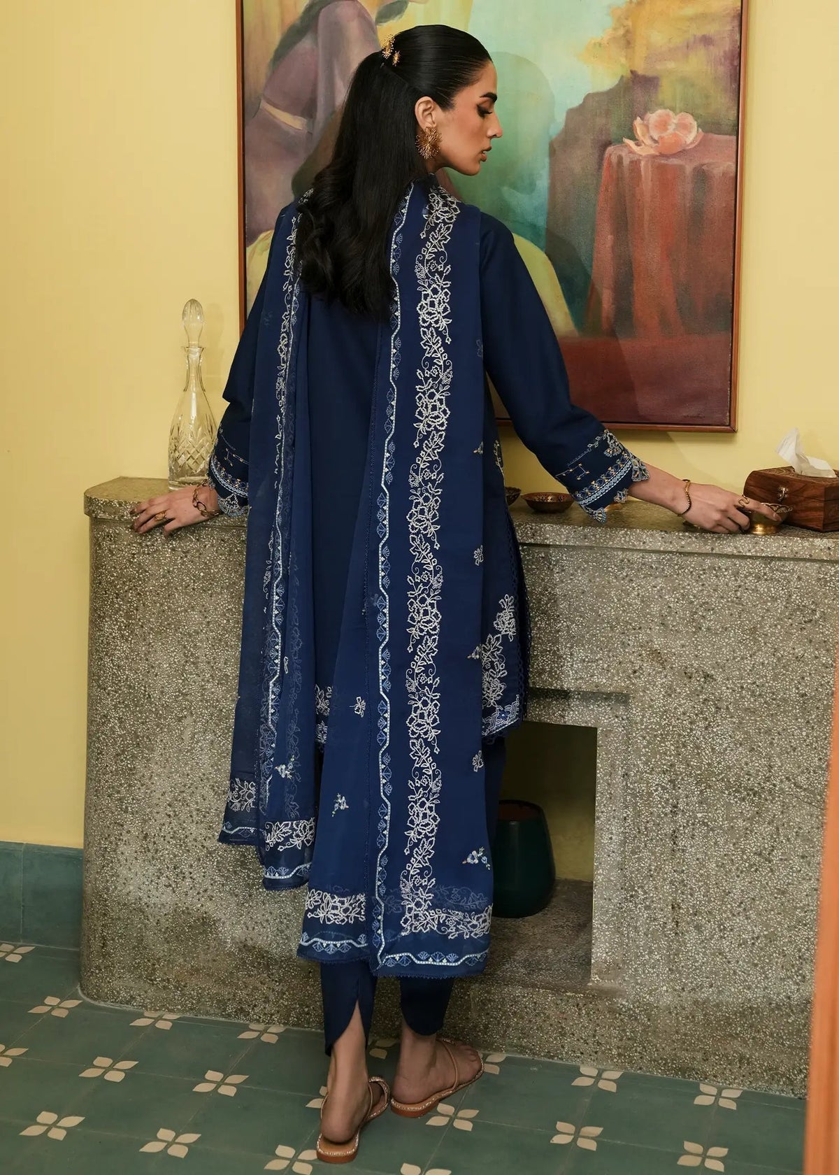 Jeem | Lawn 26 | INDIGO NOOR-Brand:Jeem-Type:Ladies Clothes-Zinc Blue-Lawn-House of Maryam- Buy in UK, USA