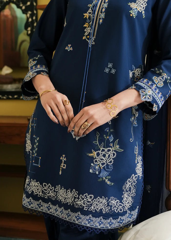 Jeem | Lawn 26 | INDIGO NOOR-Brand:Jeem-Type:Ladies Clothes-Zinc Blue-Lawn-House of Maryam- Buy in UK, USA