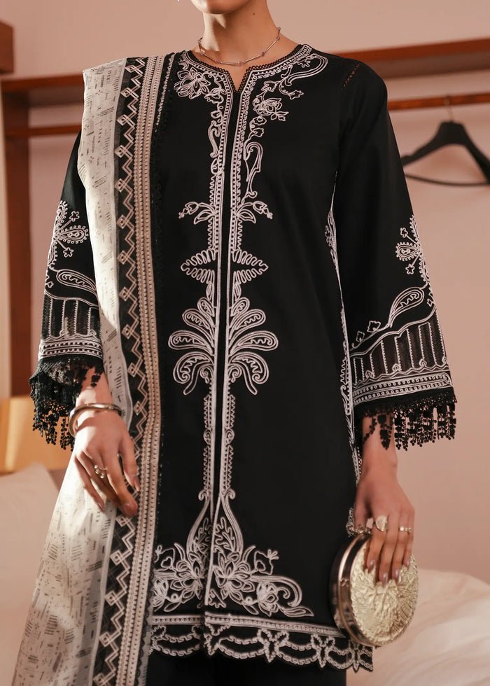 Jeem | Lawn 26 | IVORY INK BLACK-Brand:Jeem-Type:Ladies Clothes-Black-Lawn-House of Maryam- Buy in UK, USA