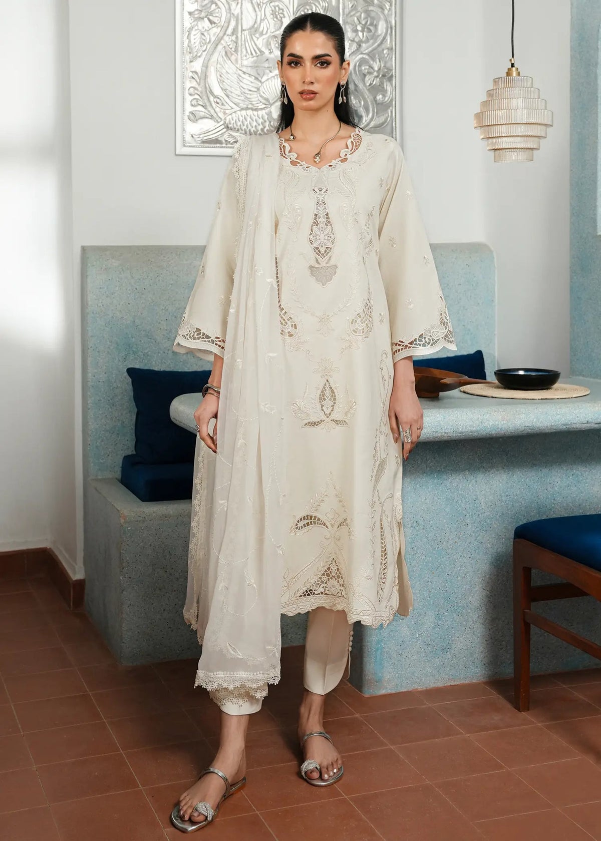 Jeem | Lawn 26 | PEARL MIST-Brand:Jeem-Type:Ladies Clothes-Ivory-Lawn-House of Maryam- Buy in UK, USA