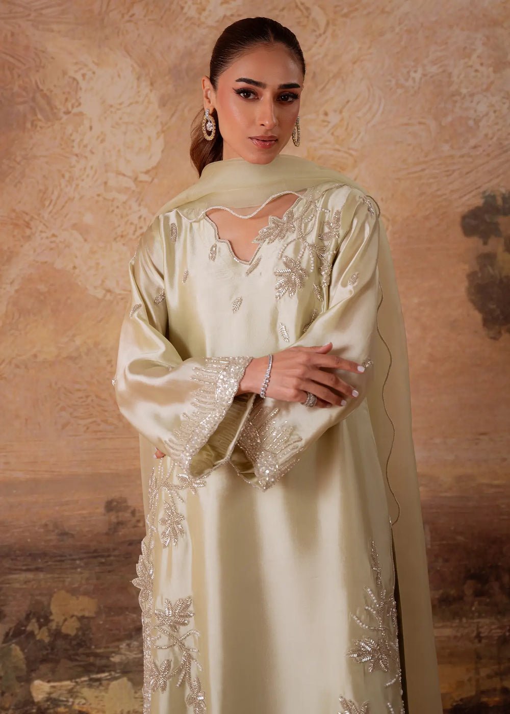 Jeem | Signature Edit 26 | DALIA MINT GREEN-Brand:Jeem-Type:Ladies Clothes-Pistachio Green-Sheesha Silk-House of Maryam- Buy in UK, USA