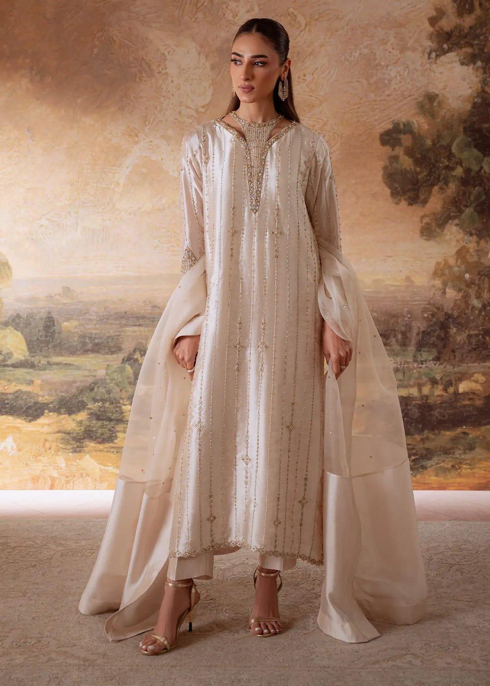 Jeem | Signature Edit 26 | IVORY SERIA-Brand:Jeem-Type:Ladies Clothes-Ivory-Sheesha Silk-House of Maryam- Buy in UK, USA