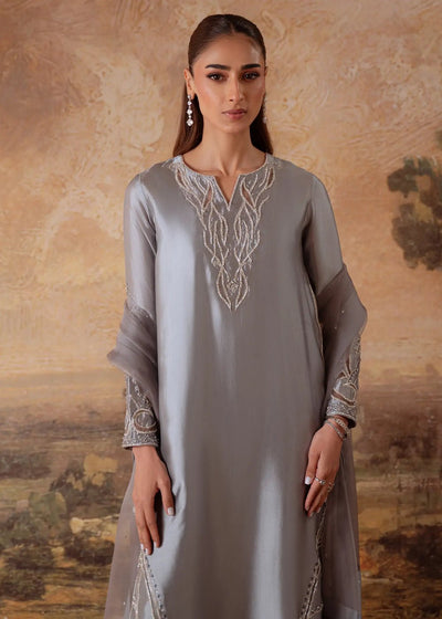 Jeem | Signature Edit 26 | JADE GREY-Brand:Jeem-Type:Ladies Clothes-Silver Gray-Sheesha Silk-House of Maryam- Buy in UK, USA
