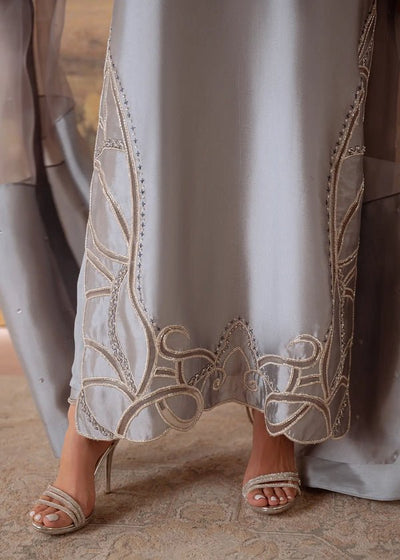 Jeem | Signature Edit 26 | JADE GREY-Brand:Jeem-Type:Ladies Clothes-Silver Gray-Sheesha Silk-House of Maryam- Buy in UK, USA