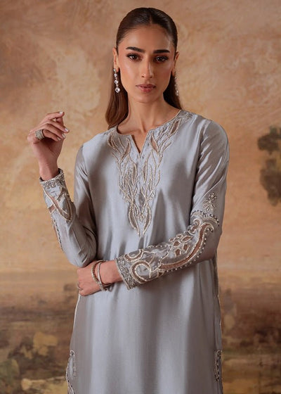 Jeem | Signature Edit 26 | JADE GREY-Brand:Jeem-Type:Ladies Clothes-Silver Gray-Sheesha Silk-House of Maryam- Buy in UK, USA