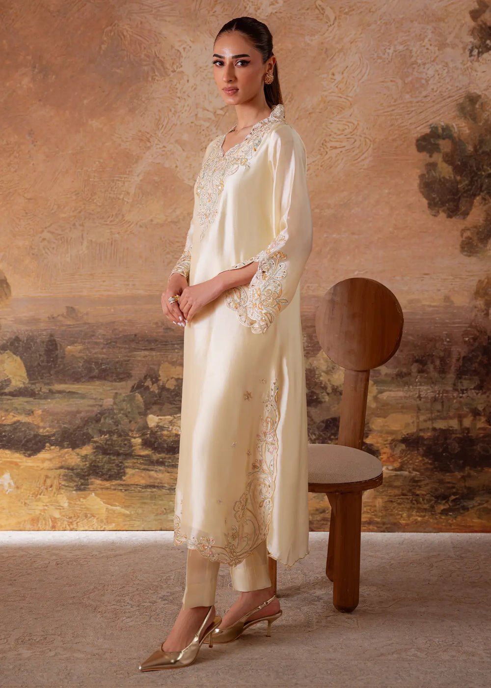Jeem | Signature Edit 26 | LIME SHEESHA-Brand:Jeem-Type:Ladies Clothes-Butter Yellow-Sheesha Silk-House of Maryam- Buy in UK, USA
