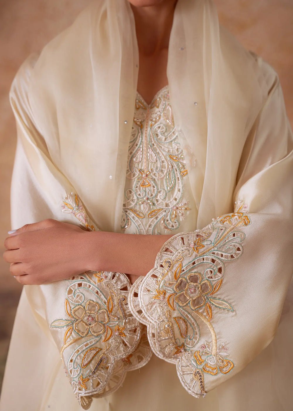 Jeem | Signature Edit 26 | LIME SHEESHA-Brand:Jeem-Type:Ladies Clothes-Butter Yellow-Sheesha Silk-House of Maryam- Buy in UK, USA
