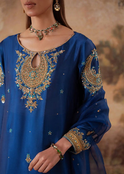 Jeem | Signature Edit 26 | MANZIL BLUE-Brand:Jeem-Type:Ladies Clothes-Blue-Sheesha Silk-House of Maryam- Buy in UK, USA