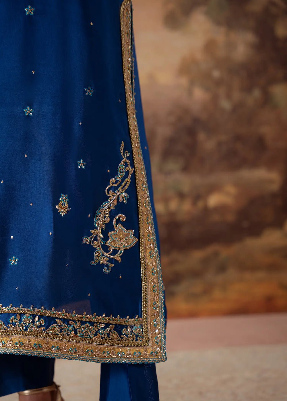 Jeem | Signature Edit 26 | MANZIL BLUE-Brand:Jeem-Type:Ladies Clothes-Blue-Sheesha Silk-House of Maryam- Buy in UK, USA