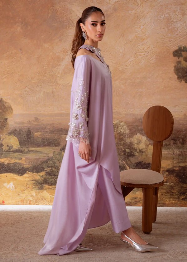 Jeem | Signature Edit 26 | SERENE LILAC-Brand:Jeem-Type:Ladies Clothes-Lilac-Velvet Silk-House of Maryam- Buy in UK, USA