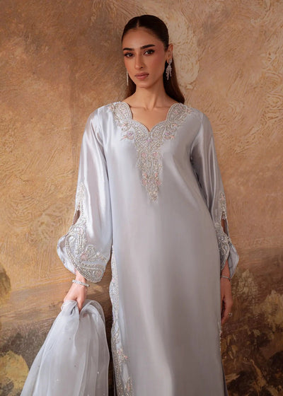 Jeem | Signature Edit 26 | SLATE LT GREY-Brand:Jeem-Type:Ladies Clothes-Light Gray-Sheesha Silk-House of Maryam- Buy in UK, USA