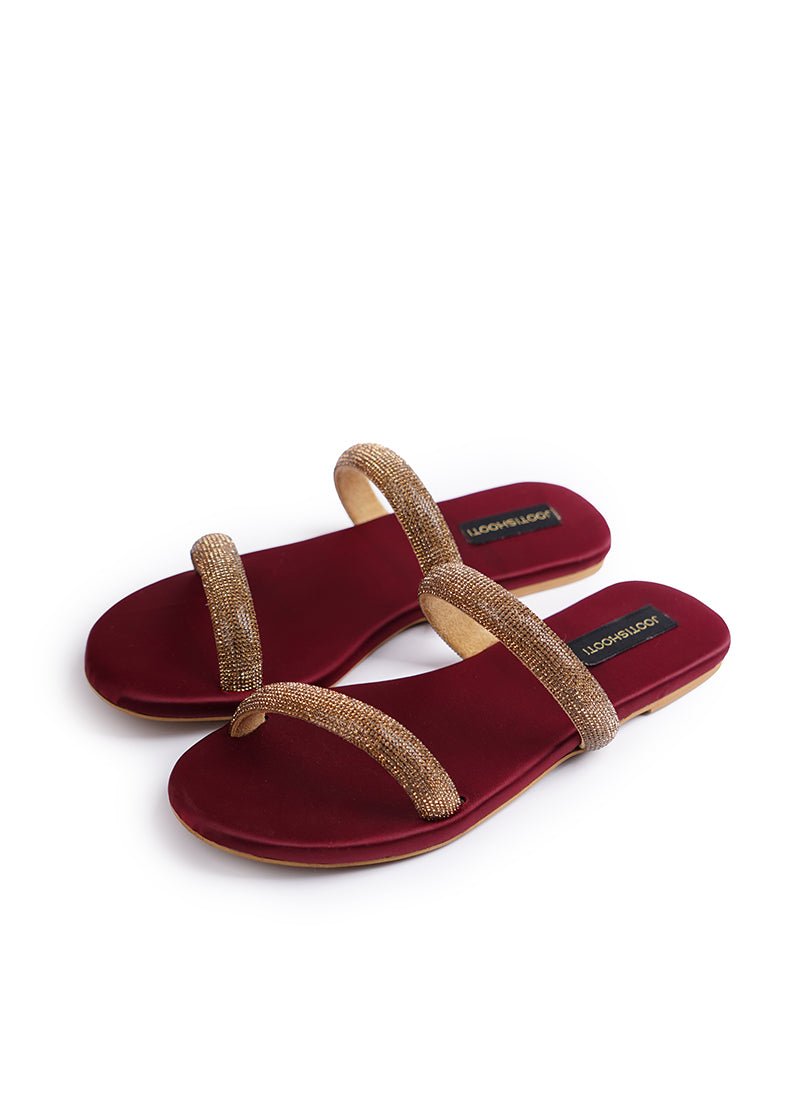 Juliet Two Strap Diamanté Slides by House of Maryam - House of Maryam