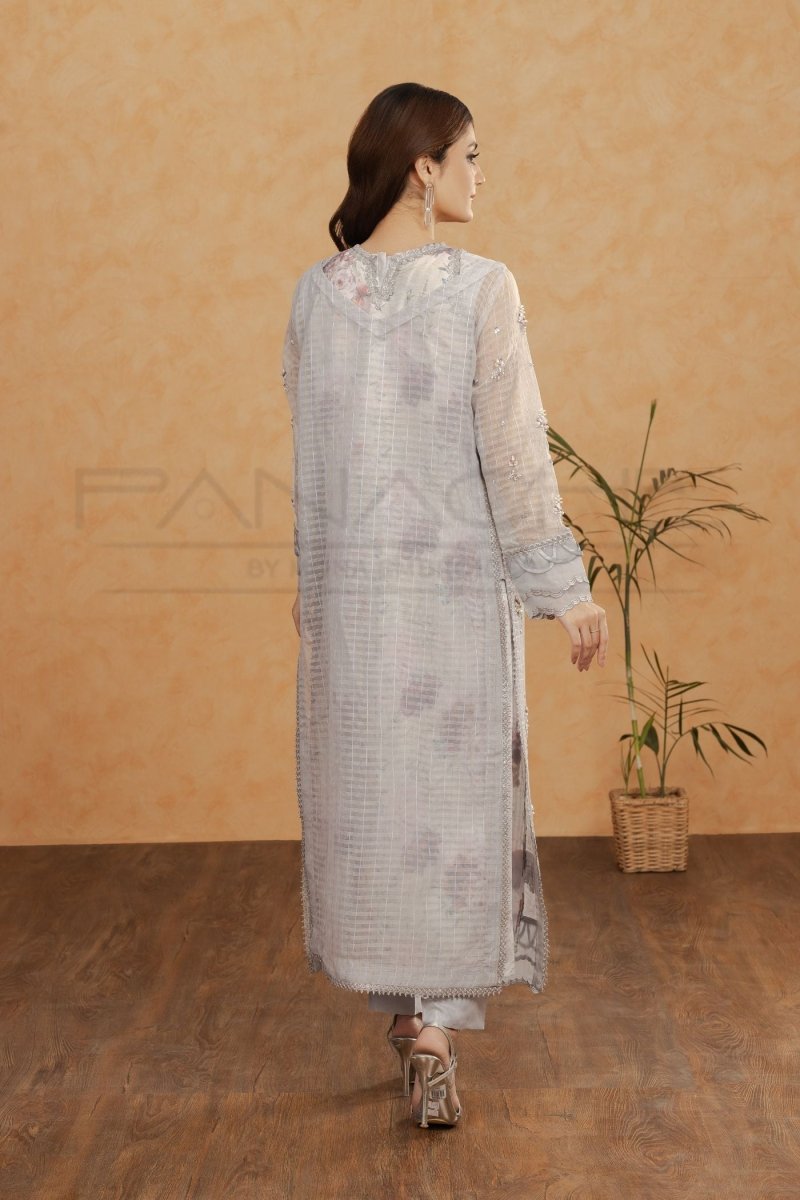Panache | Pret | Gray Flora -  Panache By Mona  - Original Designer Dress - House of Maryam