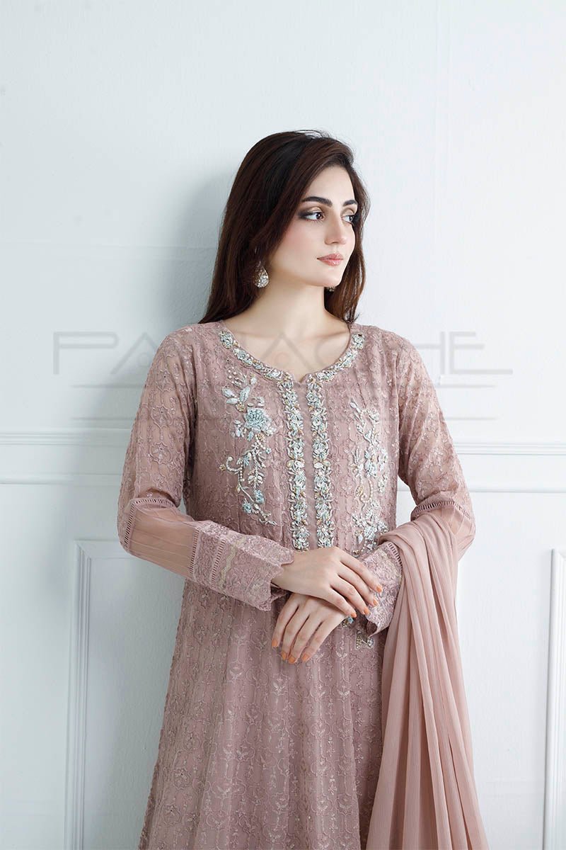 Panache | Pret | Dusty Rose Elegance -  Panache By Mona clothing - Original Designer Dress - House of Maryam