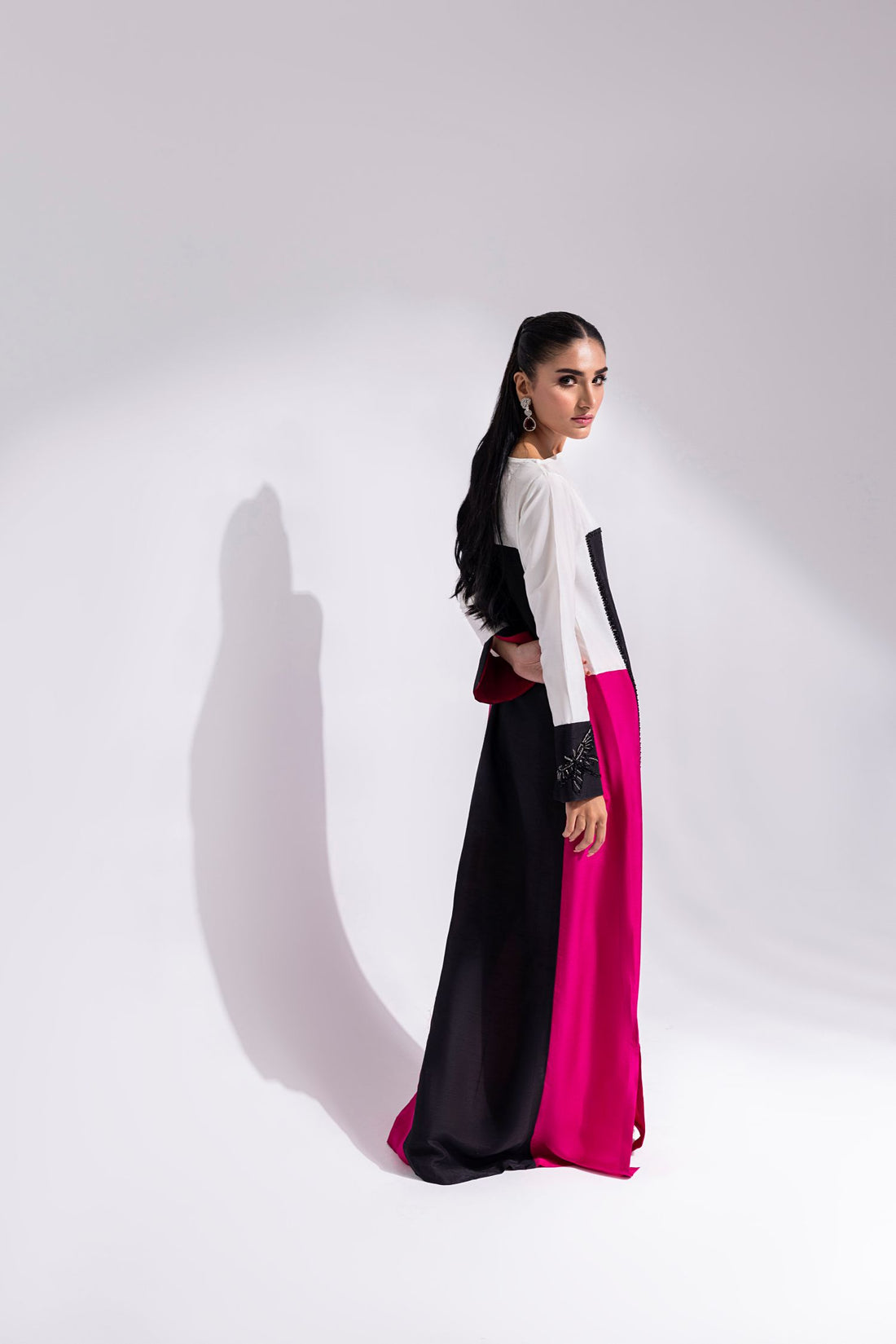 Amani | Aira Festive Wear | LYRA – Floor-Length Color Block Kaftan in Raw Silk, image 2