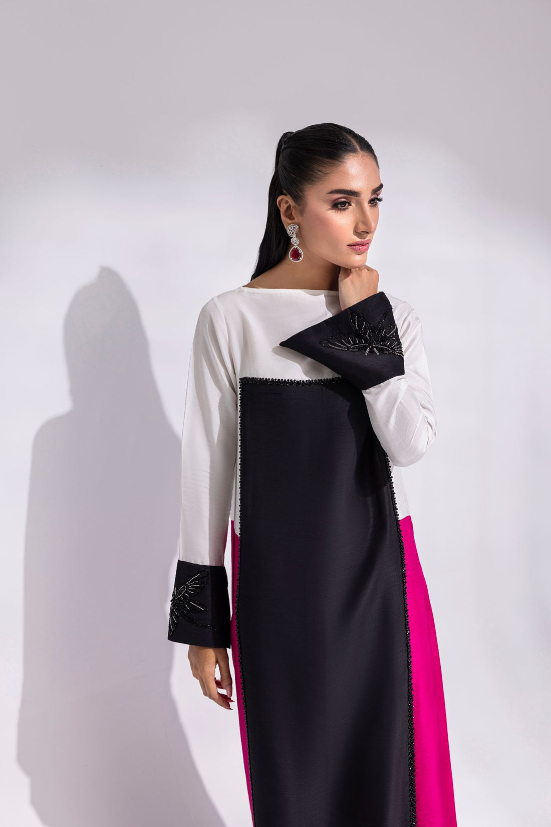 Amani | Aira Festive Wear | LYRA – Floor-Length Color Block Kaftan in Raw Silk, image 4