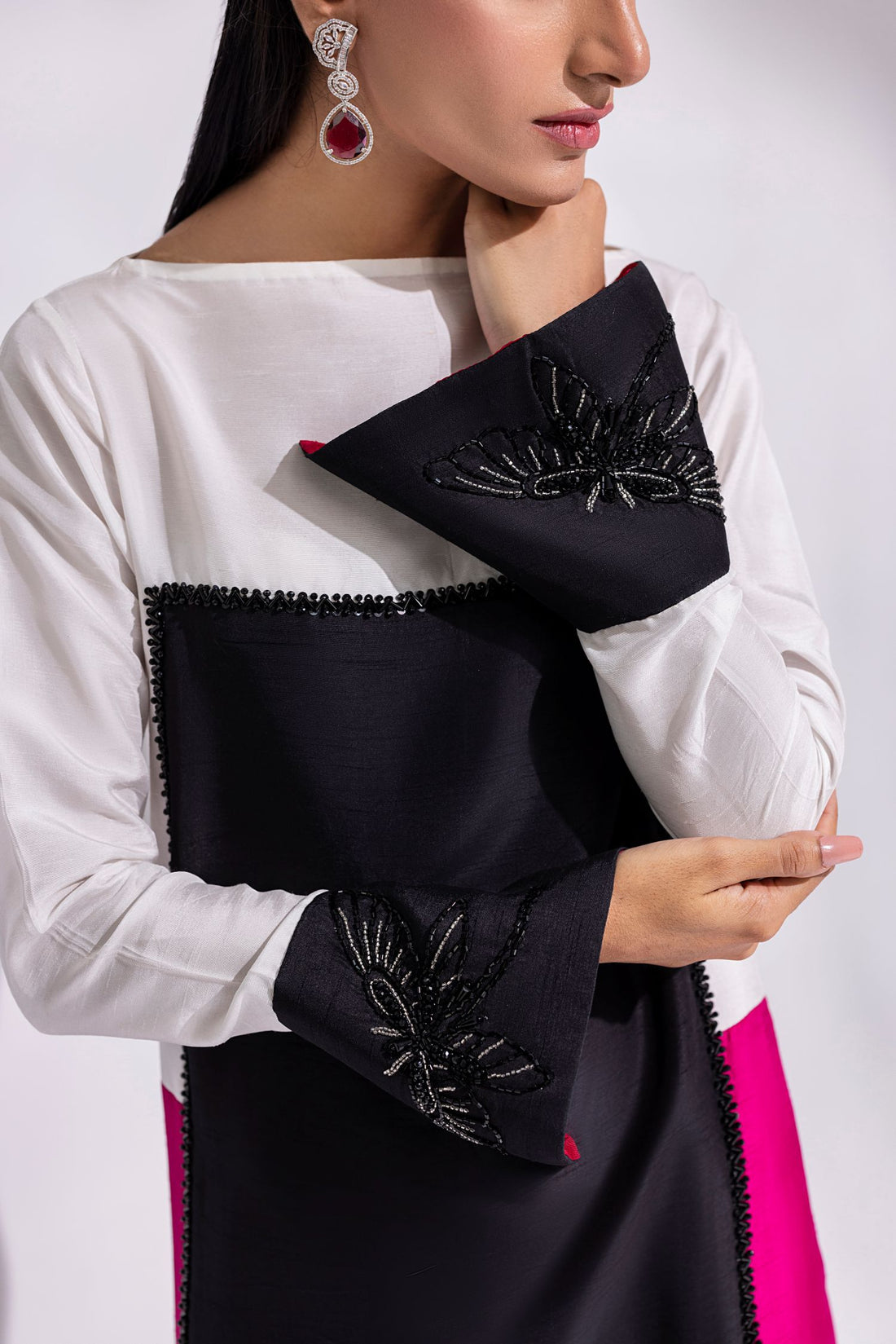 Amani | Aira Festive Wear | LYRA – Floor-Length Color Block Kaftan in Raw Silk, image 3