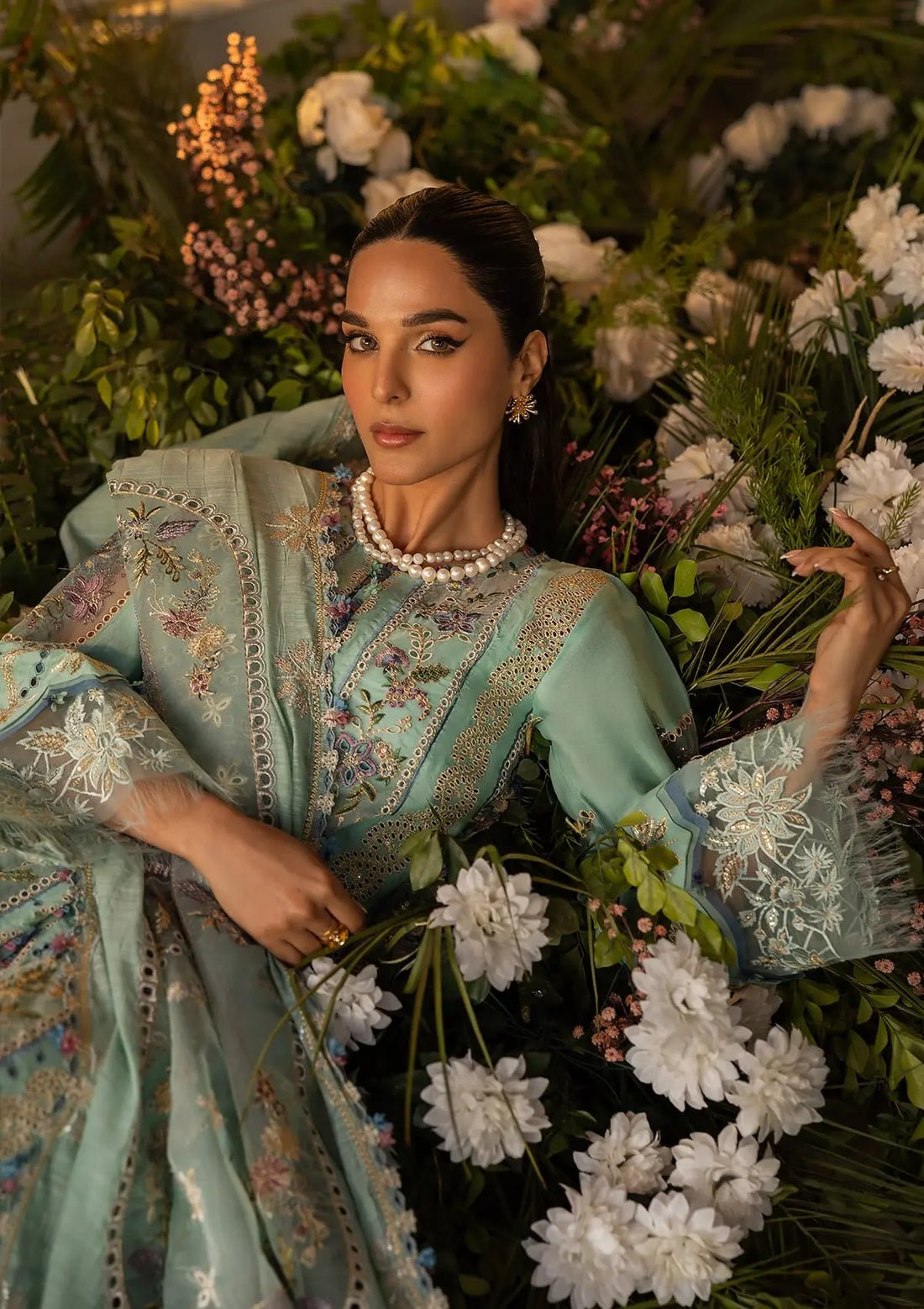 Kahf Premium | Luxury Lawn 25 | KLR-10 Elva-Brand:Kahf Premium-Type:Ladies Clothes-Sky Blue-Lawn-House of Maryam- Buy in UK, USA