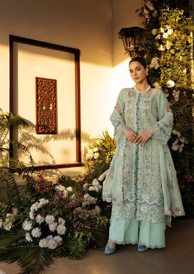 Kahf Premium | Luxury Lawn 25 | KLR-10 Elva-Brand:Kahf Premium-Type:Ladies Clothes-Sky Blue-Lawn-House of Maryam- Buy in UK, USA