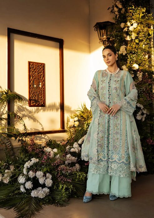 Kahf Premium | Luxury Lawn 25 | KLR-10 Elva-Brand:Kahf Premium-Type:Ladies Clothes-Sky Blue-Lawn-House of Maryam- Buy in UK, USA
