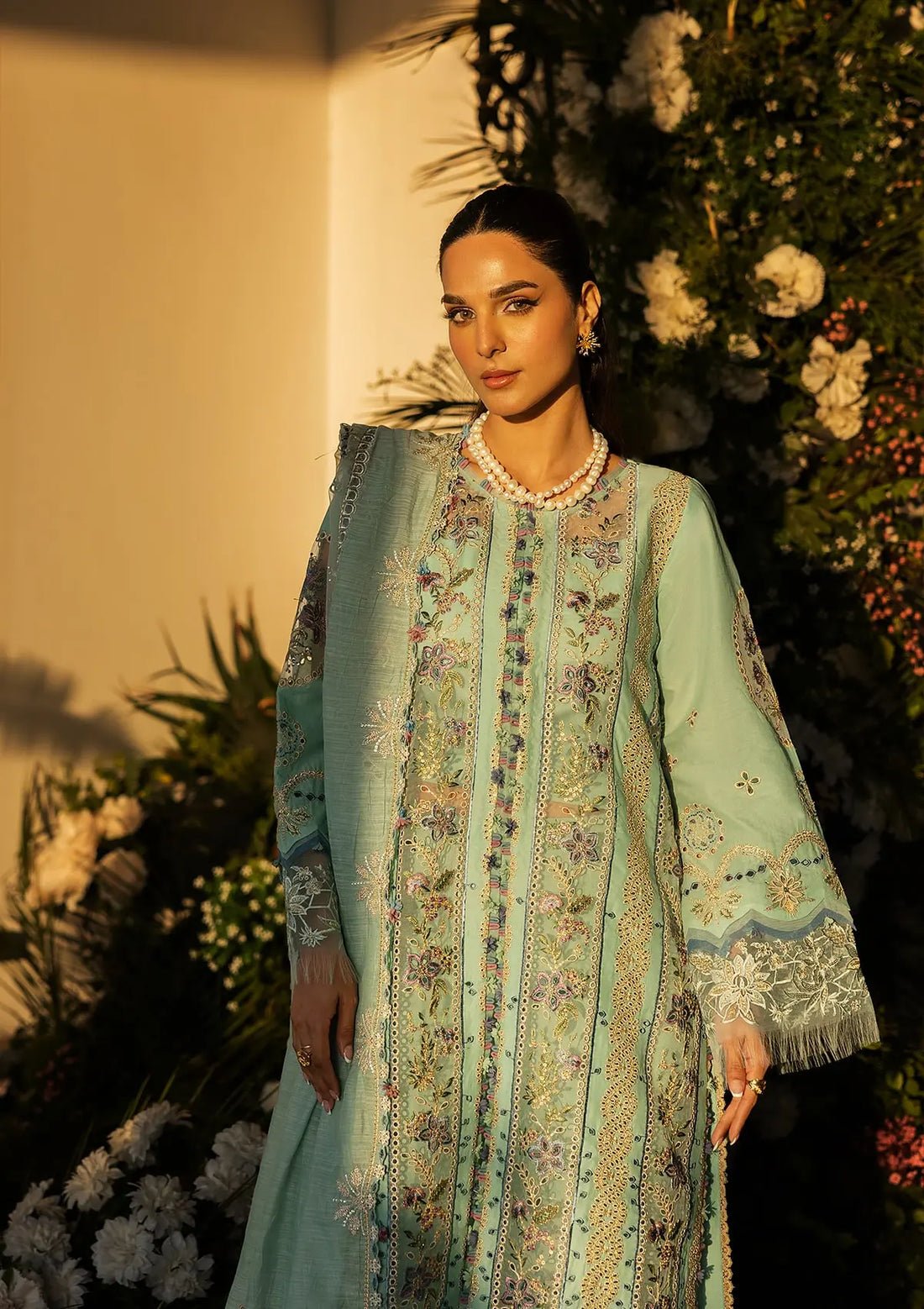 Kahf Premium | Luxury Lawn 25 | KLR-10 Elva-Brand:Kahf Premium-Type:Ladies Clothes-Sky Blue-Lawn-House of Maryam- Buy in UK, USA