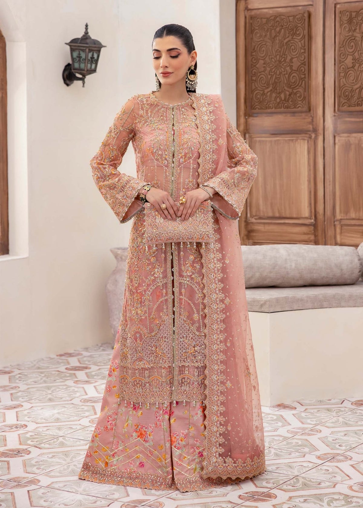 Kanwal Malik | Mirha Eid Luxury Pret 25 | Eshaal-Brand:Kanwal Malik-Type:Ladies Clothes-Pink-Organza-House of Maryam- Buy in UK, USA