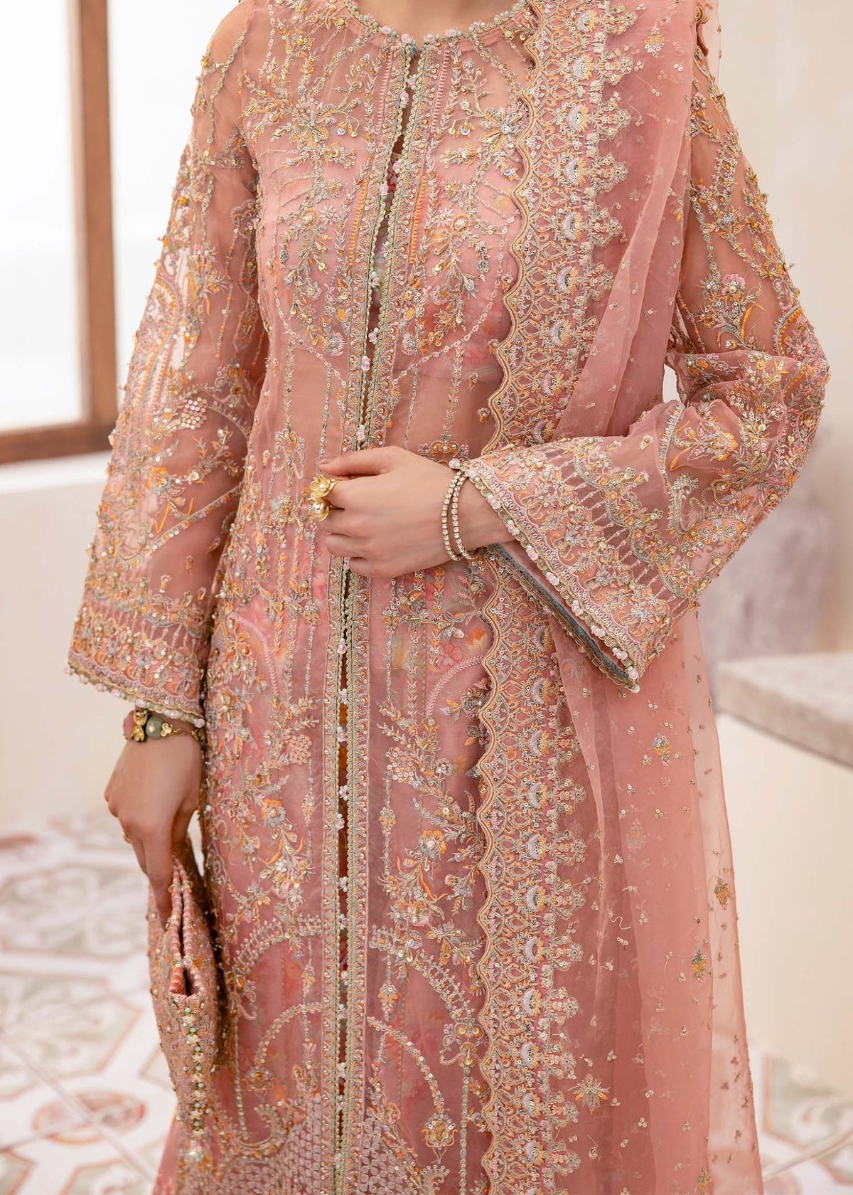 Kanwal Malik | Mirha Eid Luxury Pret 25 | Eshaal-Brand:Kanwal Malik-Type:Ladies Clothes-Pink-Organza-House of Maryam- Buy in UK, USA