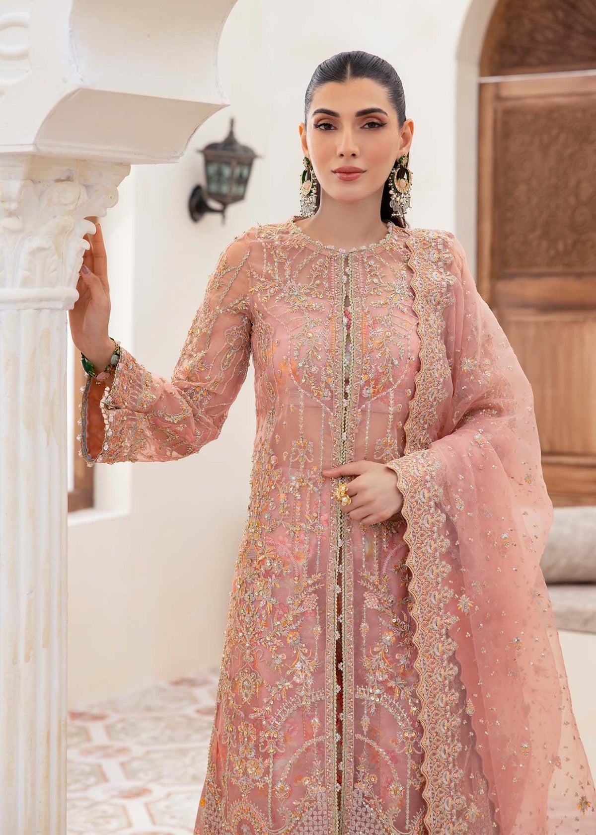 Kanwal Malik | Mirha Eid Luxury Pret 25 | Eshaal-Brand:Kanwal Malik-Type:Ladies Clothes-Pink-Organza-House of Maryam- Buy in UK, USA
