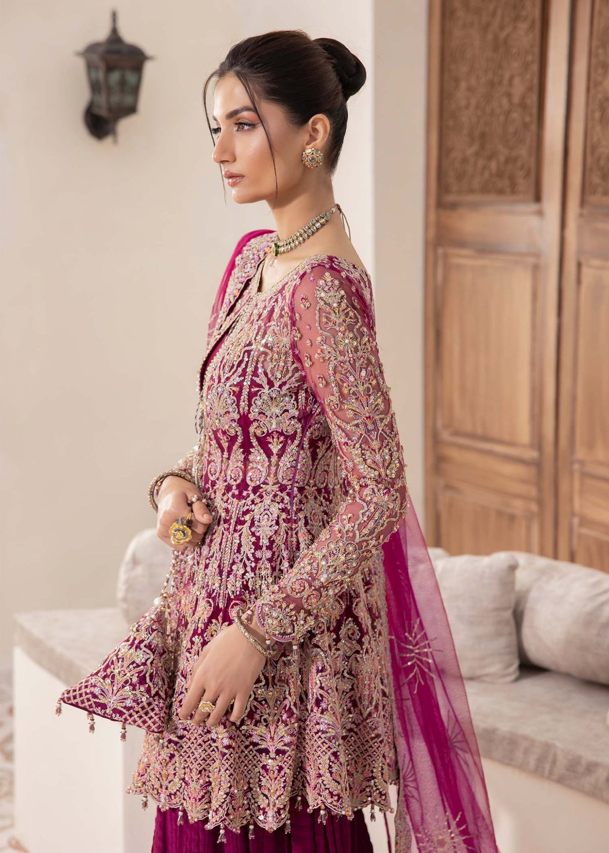 Kanwal Malik | Mirha Eid Luxury Pret 25 | Kaira-Brand:Kanwal Malik-Type:Ladies Clothes-Plum-Net-House of Maryam- Buy in UK, USA