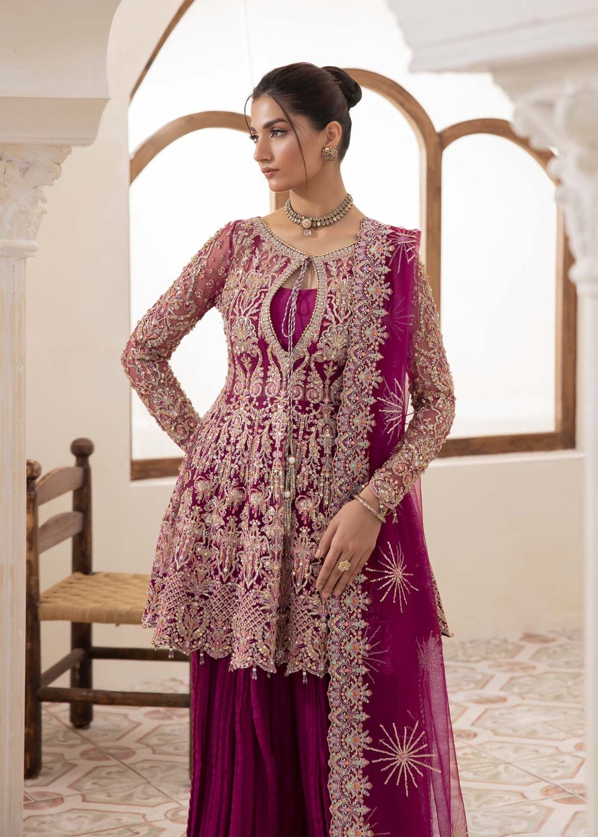 Kanwal Malik | Mirha Eid Luxury Pret 25 | Kaira-Brand:Kanwal Malik-Type:Ladies Clothes-Plum-Net-House of Maryam- Buy in UK, USA