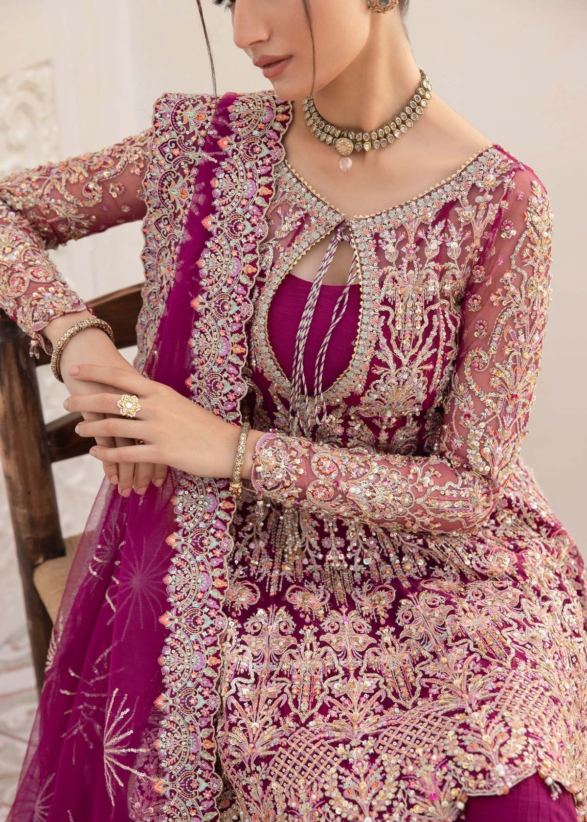 Kanwal Malik | Mirha Eid Luxury Pret 25 | Kaira-Brand:Kanwal Malik-Type:Ladies Clothes-Plum-Net-House of Maryam- Buy in UK, USA