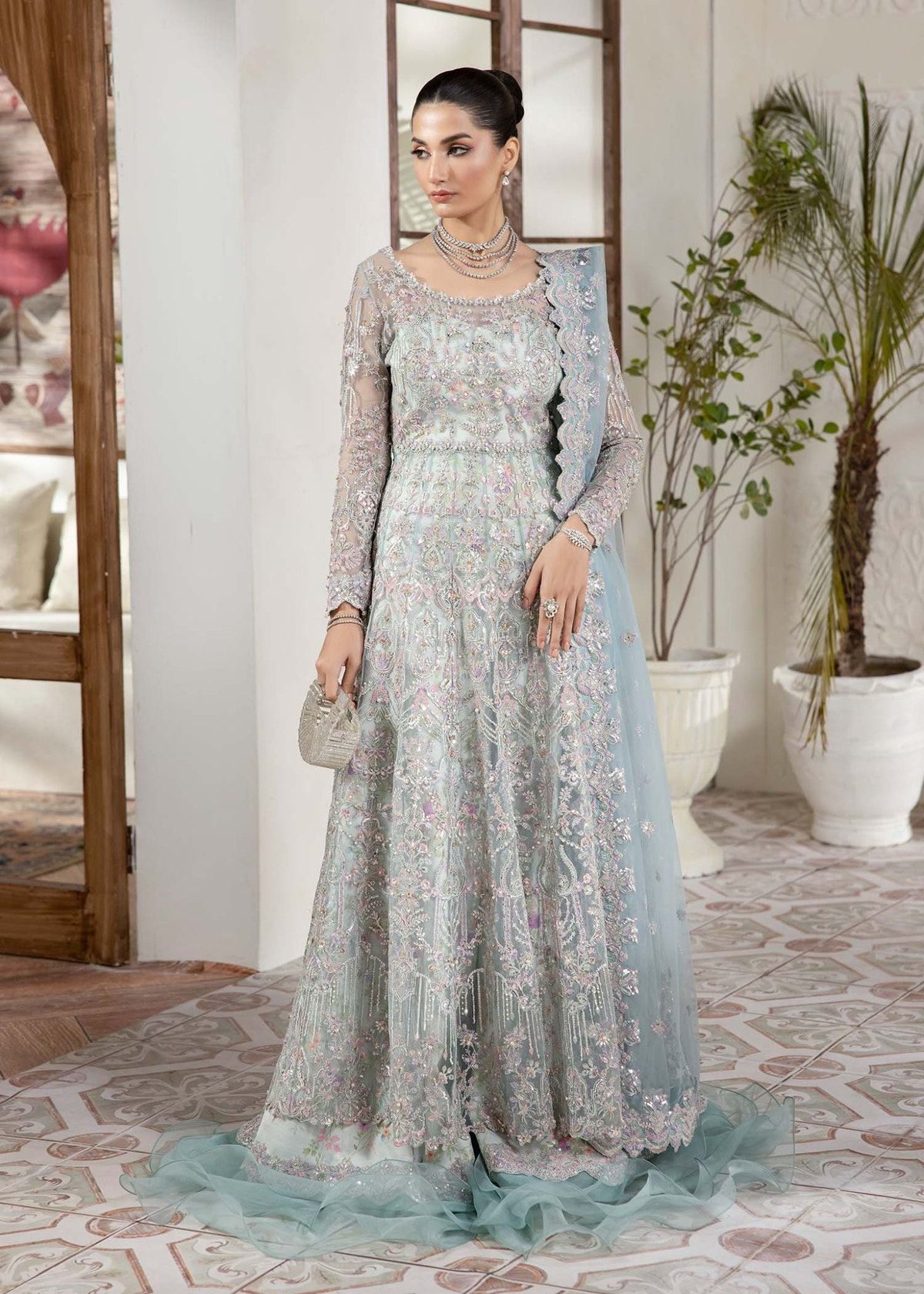 Kanwal Malik | Mirha Eid Luxury Pret 25 | Lily-Brand:Kanwal Malik-Type:Ladies Clothes-Sky Blue-Net-House of Maryam- Buy in UK, USA
