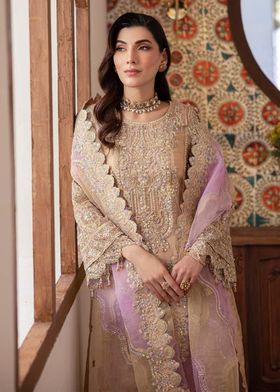 Kanwal Malik | Mirha Eid Luxury Pret 25 | Mahin-Brand:Kanwal Malik-Type:Ladies Clothes-Beige-Lawn-House of Maryam- Buy in UK, USA