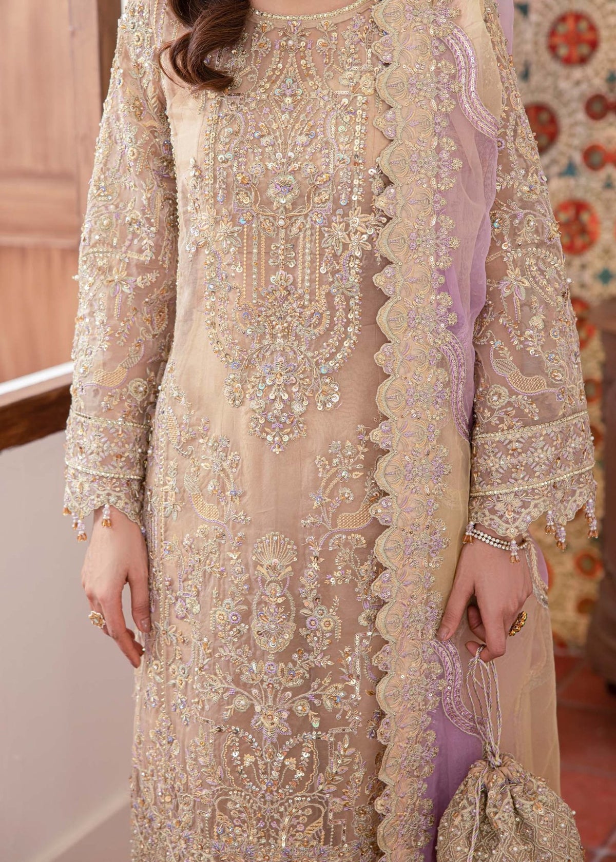Kanwal Malik | Mirha Eid Luxury Pret 25 | Mahin-Brand:Kanwal Malik-Type:Ladies Clothes-Beige-Lawn-House of Maryam- Buy in UK, USA