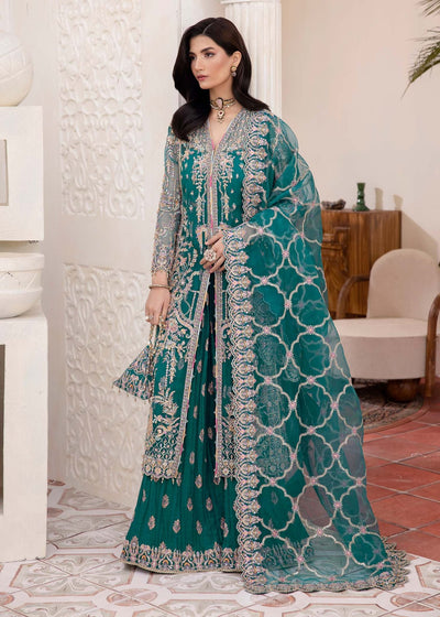 Kanwal Malik | Mirha Eid Luxury Pret 25 | Maya-Brand:Kanwal Malik-Type:Ladies Clothes-Teal-Synthetic Organza-House of Maryam- Buy in UK, USA