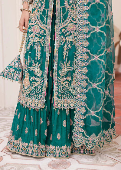 Kanwal Malik | Mirha Eid Luxury Pret 25 | Maya-Brand:Kanwal Malik-Type:Ladies Clothes-Teal-Synthetic Organza-House of Maryam- Buy in UK, USA