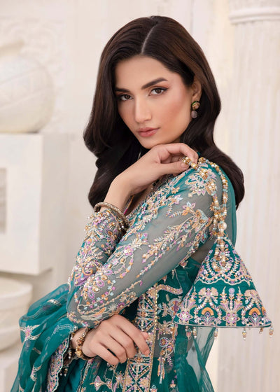 Kanwal Malik | Mirha Eid Luxury Pret 25 | Maya-Brand:Kanwal Malik-Type:Ladies Clothes-Teal-Synthetic Organza-House of Maryam- Buy in UK, USA