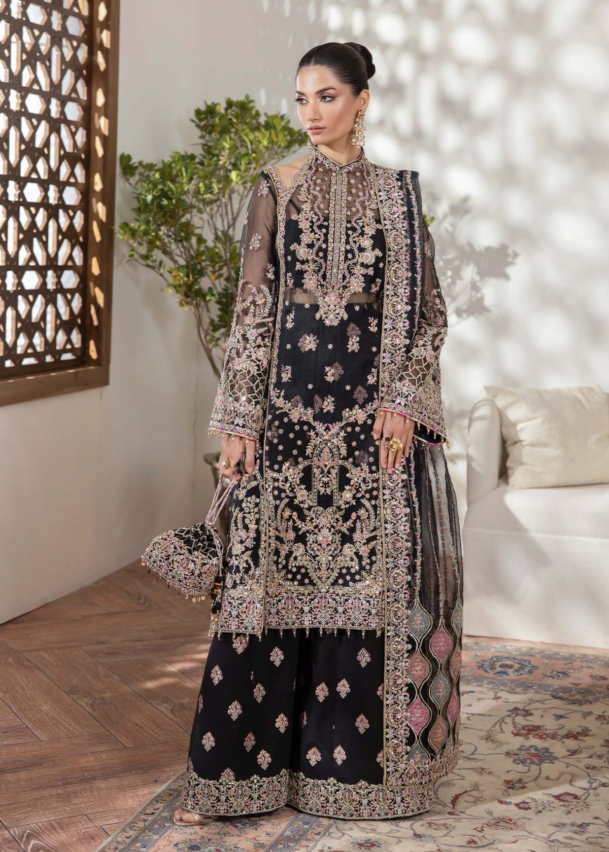 Kanwal Malik | Mirha Eid Luxury Pret 25 | Rama-Brand:Kanwal Malik-Type:Ladies Clothes-Black-Organza-House of Maryam- Buy in UK, USA