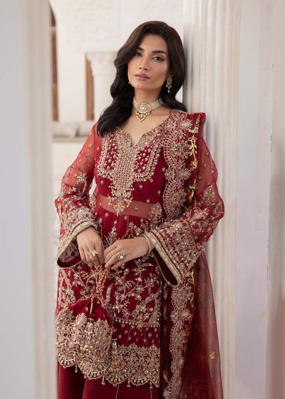 Kanwal Malik | Mirha Eid Luxury Pret 25 | Zehrah-Brand:Kanwal Malik-Type:Ladies Clothes-Red-Organza-House of Maryam- Buy in UK, USA