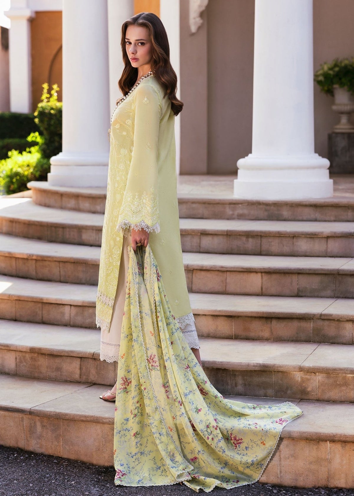 Kanwal Malik | Siena Pret | Celine-Brand:Kanwal Malik-Type:Ladies Clothes-Pistachio Green-Lawn-House of Maryam- Buy in UK, USA