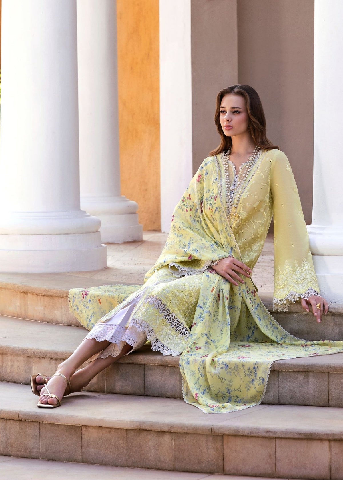 Kanwal Malik | Siena Pret | Celine-Brand:Kanwal Malik-Type:Ladies Clothes-Pistachio Green-Lawn-House of Maryam- Buy in UK, USA
