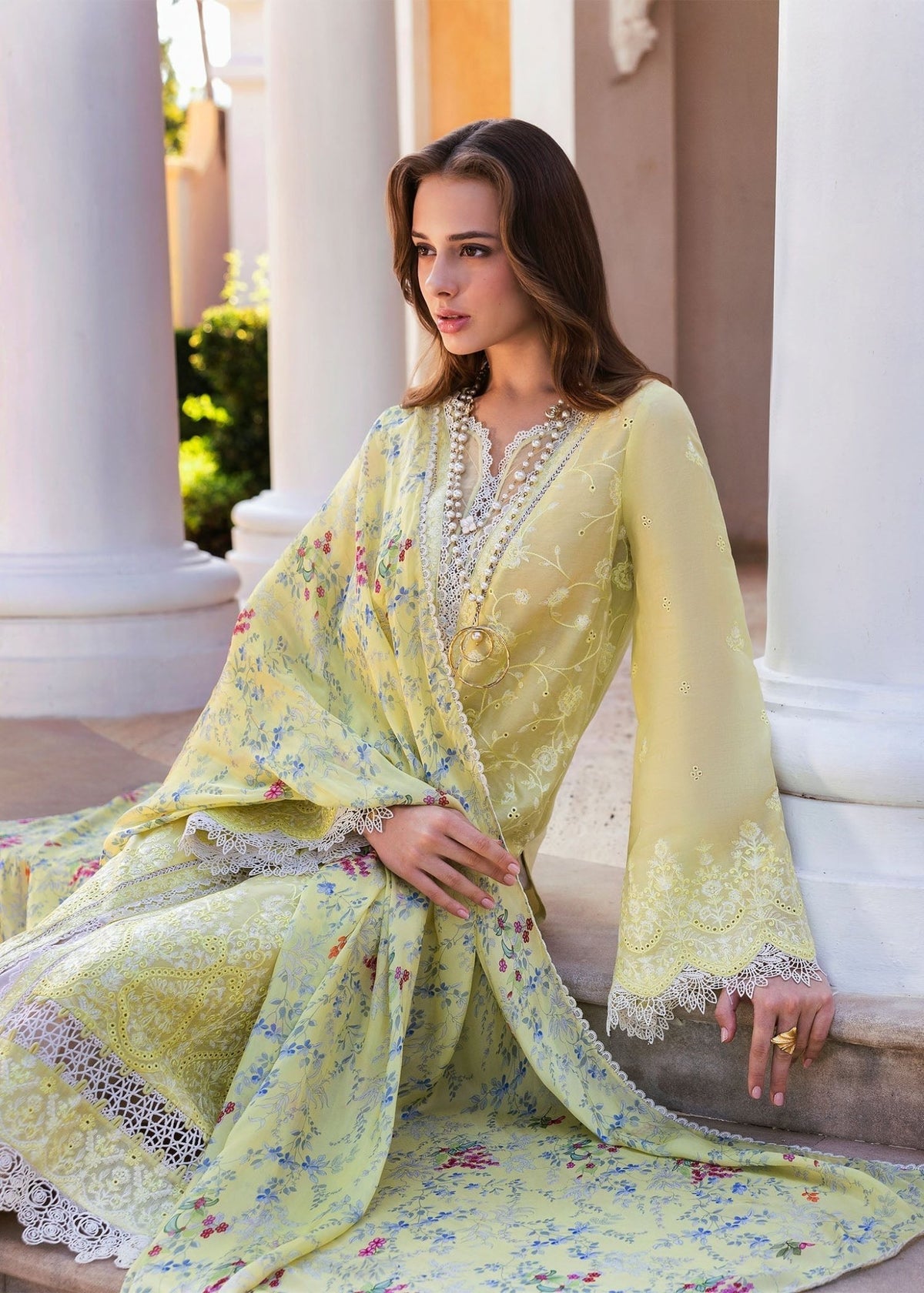 Kanwal Malik | Siena Pret | Celine-Brand:Kanwal Malik-Type:Ladies Clothes-Pistachio Green-Lawn-House of Maryam- Buy in UK, USA