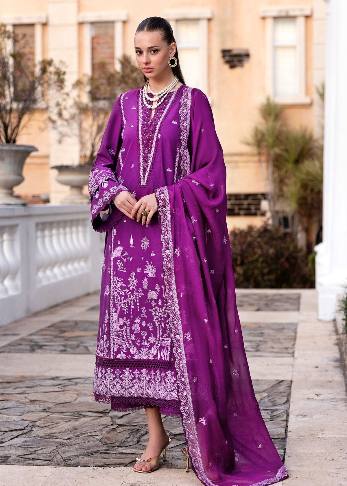 Kanwal Malik | Siena Pret | Cyra-Brand:Kanwal Malik-Type:Ladies Clothes-Plum-Lawn-House of Maryam- Buy in UK, USA
