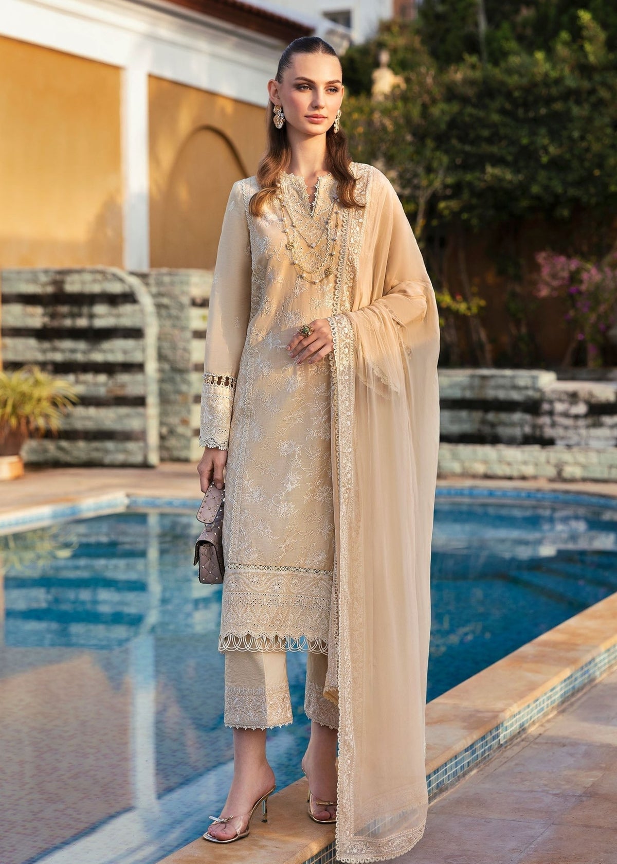 Kanwal Malik | Siena Pret | Sage-Brand:Kanwal Malik-Type:Ladies Clothes-Beige-Lawn-House of Maryam- Buy in UK, USA