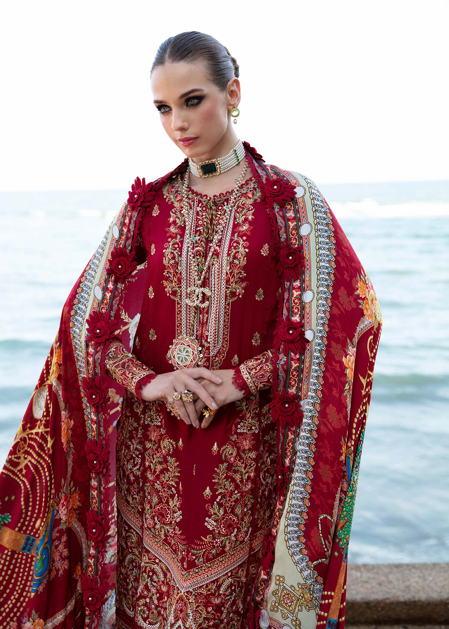 Kanwal Malik | Sareen Luxury Lawn 24 | Rose by Designer Kanwal Malik - House of Maryam - Pakistani Designer Ethnic Wear in {{ shop.shopifyCountryName }}