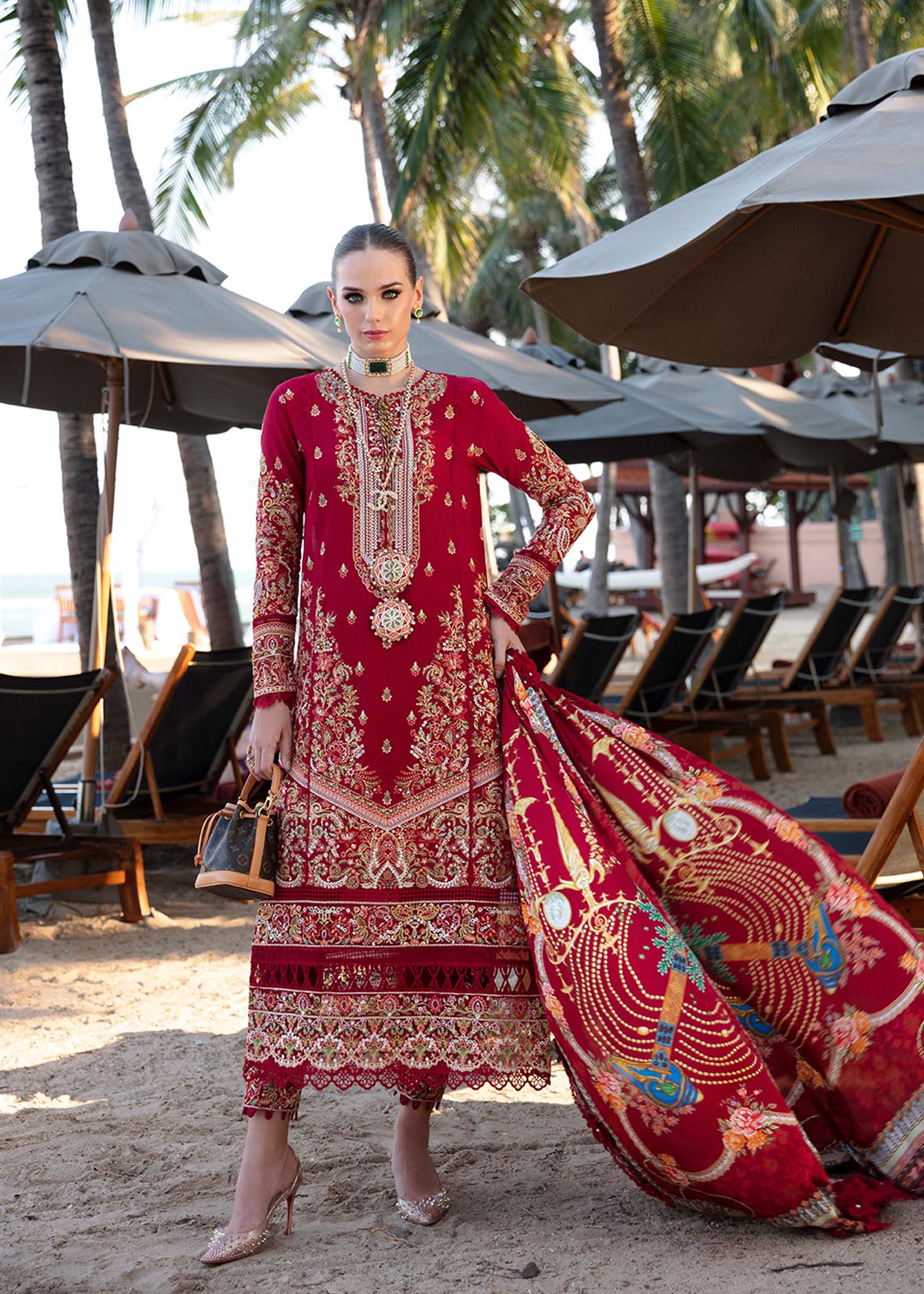 Kanwal Malik | Sareen Luxury Lawn 24 | Rose by Designer Kanwal Malik - House of Maryam - Pakistani Designer Ethnic Wear in {{ shop.shopifyCountryName }}